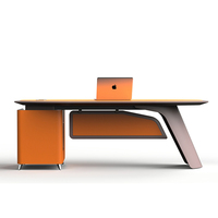 Table de bureau de direction de luxe moderne avec armoire latérale de bureau de patron de mode simple échantillon gratuit matériel en bois direct de l'usine