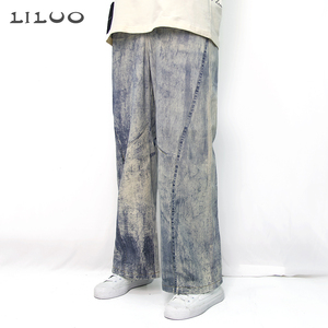 <strong>Custom</strong> Private <strong>Labeling</strong> <strong>Jeans</strong> Pant Men Men's Clothing Pants Trousers Laser Print All Over <strong>Jeans</strong> - Product Image 2