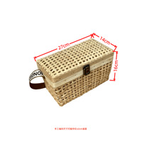 Panier de pique-nique en bambou tressé avec fermoir et bandoulière, panier de rangement tissé à la main pour le camping en plein air