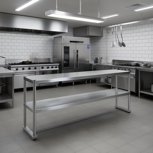 Table de préparation à double niveau en acier inoxydable 12x72 pouces pour cuisine et restaurant - Product Image 2