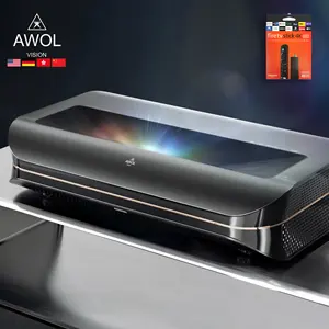 AWOL 비전 LTV 3000 PRO 울트라 쇼트 던지기 미니 프로젝터 텔레비전 영화 게임 영화를위한 4K HD 레이저 프로젝터