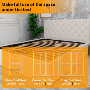 2 חבילות אחסון מתחת למיטה עם גלגלים, פחי ארגונית ממתכת מתחת למיטה לחיפויי נעלי בגדי חדר שינה - Product Image 6