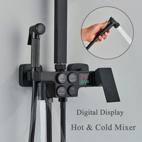 Ensemble de douche de salle de bain Deao noir mat à affichage numérique et mitigeur de douche en cuivre chaud et froid