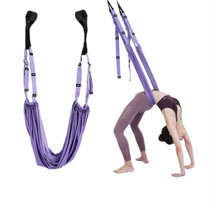 Hamac de <span class=keywords><strong>yoga</strong></span> <span class=keywords><strong>aérien</strong></span> avec ancrage de porte, entraîneur de flexibilité, aide aux étirements dorsaux, exercices de danse, en polyester, coton et acier, durable et multifonctionnel - Product Image 1