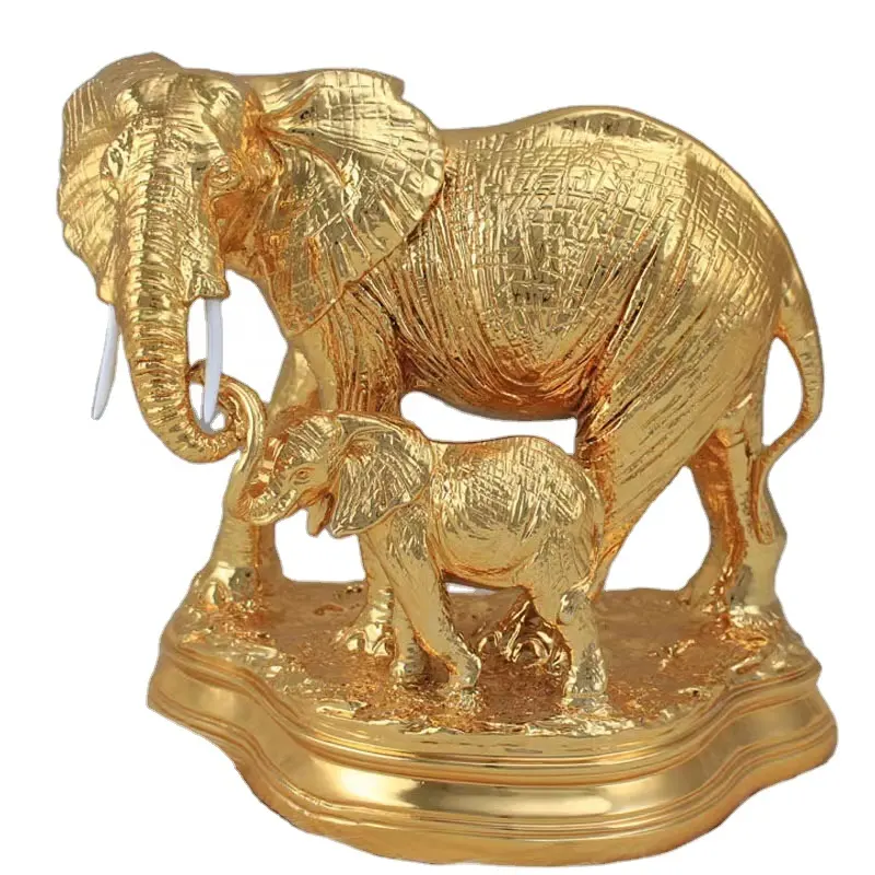 उच्च गुणवत्ता डेस्क शीसे रेशा सोने चांदी राल मूर्ति मूर्तिकला भारतीय शादी हाथी