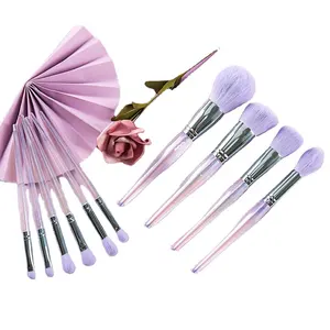 OEM-Fabrik Nylon-Haar-Makeup-Pinsel-Sets mit Tasche transparente Diamanten Kristallgriff Make-Up-Pinsel