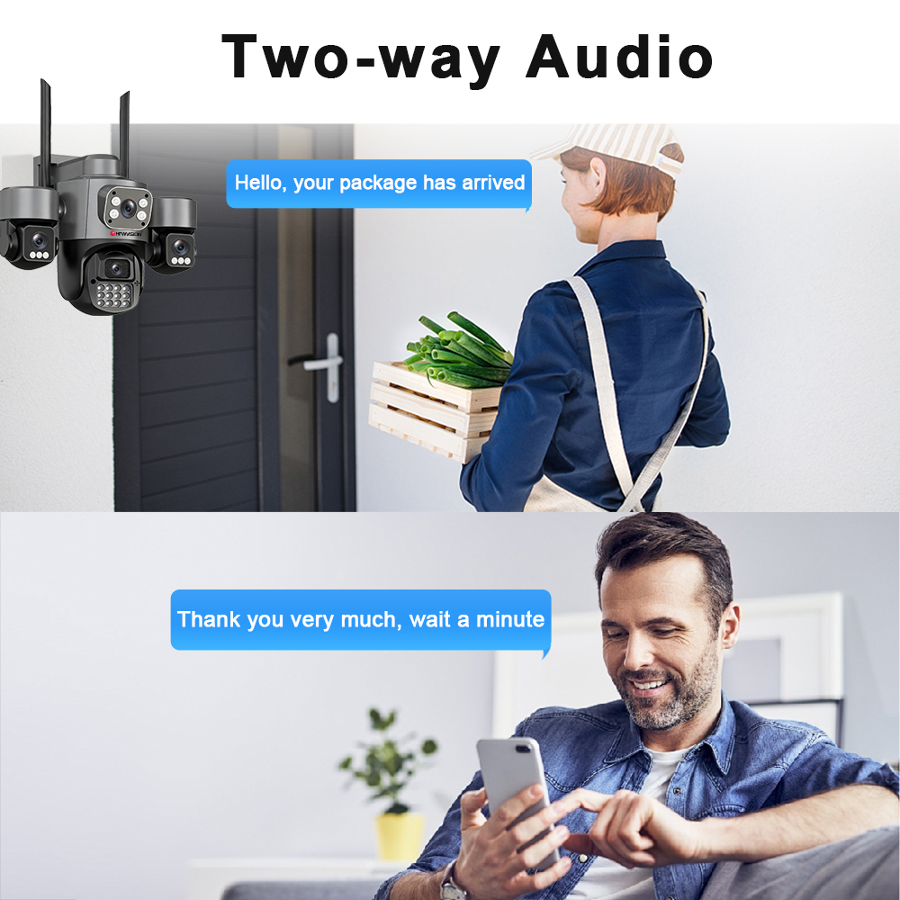 HFWVISION 8MP Outdoor 4G Solar Panel Camera Four Lens Four Screen Ptz Motion Detection Alarm 24/7 Hour Online Aov Solar Camera · image 3
