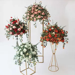 Hochwertige Kunst Goldrahmen-Blumenständer Tisch Hochzeit Blumenständer für Hochzeitstag