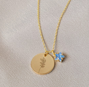 Collana <span class=keywords><strong>con</strong></span> <span class=keywords><strong>nome</strong></span> di incisione personalizzata <span class=keywords><strong>con</strong></span> <span class=keywords><strong>nome</strong></span> e fiore collana di pietra natale per lei - Product Image 4