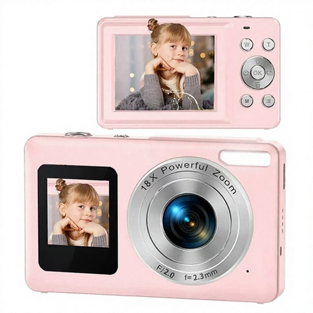 Full HD 64MP Digital Camera with Dual Screen 16x Zoom Creative Filters Video Capture Rechargeable Battery for Kids Teenagers