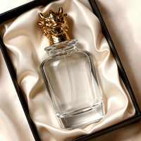 Flacon de parfum en verre transparent 50ml 100ml avec bouchon tête de dragon cheval doré, pulvérisateur à pompe, sérigraphie modèle 104O Chine