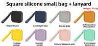 Petit sac carré en silicone avec fermeture éclair, couleur unie, portable, multifonctionnel, pour le rangement des cosmétiques, résistant aux chutes