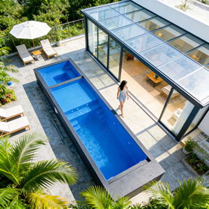 Piscina de natación rectangular de lujo independiente para exteriores, para niños, tipo spa. - Product Image 1