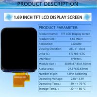 1.69 1.71 inci 240x280 240*280 titik 12 pin IPS Layar LCD TFT Warna Modul Panel Layar Sentuh TP Jam Tangan Pintar Wanita