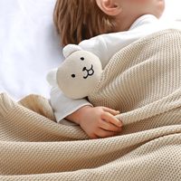Couverture Bébé Solide en Peluche Douce Ours, Doudou de Sécurité pour Nouveau-nés et Nourrissons Garçons Filles, Couverture Tricotée Confortable