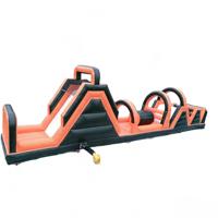Parcours d'obstacles gonflable orange et noir avec toboggan pour enfants, équipement de jeu d'aventure, matériau PVC, écologique, qualité commerciale
