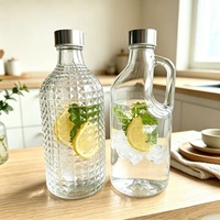 Bouteille moderne en verre de 1L grande capacité, motif tressé, avec poignée, pour infusion à froid, thé, jus de fruits, vin, usage domestique
