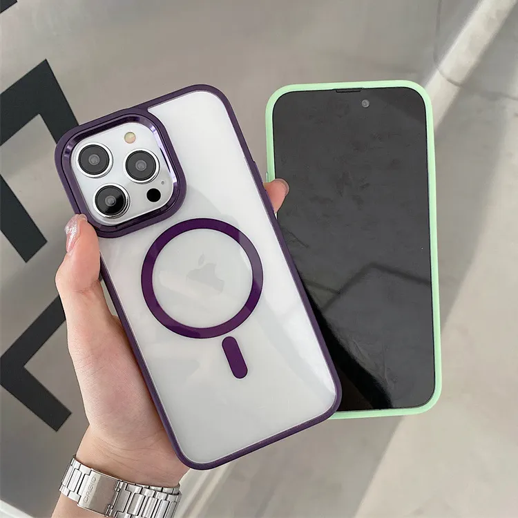 New Color Purple Magnetic Wireless Charger Shockproof Phone Cover For Magsafe Acrylic Hard Case For Iphone 13/13 Pro/13 Pro Max