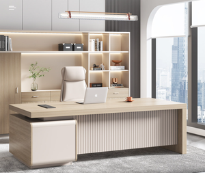 Escritorio Ejecutivo Moderno de Lujo, Extensible en Forma de L, de Madera de Roble, Estilo Panel, para Oficina de Director General - Product Image 3