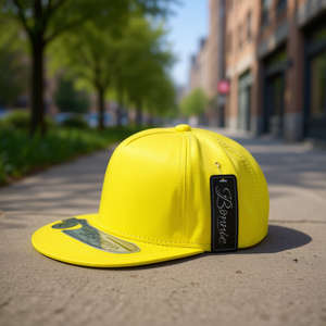 หมวกแก๊ปทรงแบน Bonne แบบ Snapback 6 แผง สีเหลืองล้วน สไตล์สตรีทลำลอง ขนาด 58-63 ซม. สำหรับผู้ใหญ่ ฤดูใบไม้ผลิ/ฤดูร้อน - Product Image 2