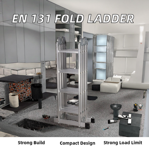 Échelle pliante <span class=keywords><strong>en</strong></span> alliage d'aluminium, échelle à quatre sections avec connexion multi-articulée à <span class=keywords><strong>angle</strong></span> droit, <span class=keywords><strong>escalier</strong></span> d'ingénierie - Product Image 6