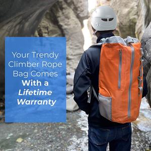 Sac à corde d'escalade orange à dos souple pour le camping en plein air, la randonnée et l'escalade, en polyester, capacité supérieure à 200L - Product Image 6