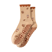 Chaussettes de yoga et de pilates antidérapantes pour femmes, couleur marron, design personnalisé, chaussettes de fitness pour la salle de sport
