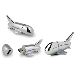 カスタマイズされた金属飛行機USBフラッシュメモリスティック飛行機の形のペン航空会社のプロモーション広告ギフトのプレゼントのためのサムドライブ