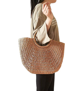 En gros femmes d'été en paille de <span class=keywords><strong>raphia</strong></span> naturel sac de plage de paille sac fourre-tout - Product Image 2