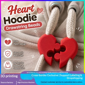 Producto superventas transfronterizo: Decoración para ropa con cuentas de cordón para sudaderas con capucha, de material PET impreso en 3D con diseño de corazón - Product Image 2