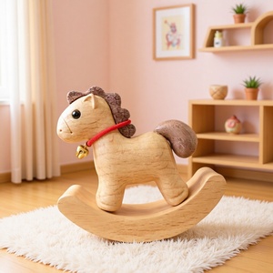 Caballo balancín YiTao de madera maciza, adorno de escritorio, decoración de madera con diseño de dibujos animados, para el hogar, la oficina, regalo de cumpleaños - Product Image 1