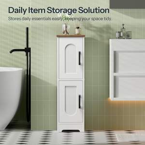 Gabinete de Almacenamiento Pequeño para Baño, Gabinete de Almacenamiento de Esquina Estilo Rústico con 2 Puertas y Estantes Ajustables, Gabinete para Papel Higiénico - Product Image 6
