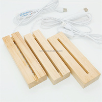 6 pouces 15cm en bois lampe à LED Base Rectangle affichage piédestal maison blanc chaud nuit USB alimenté télécommande Dimmable moyen