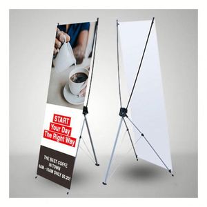 Support publicitaire X sur pied personnalisé pour intérieur, en polyester, portable, avec bannière rétractable, pour promotion - Product Image 1
