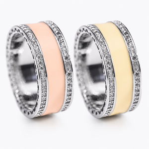 Anello Romantico Bicolore con Gemma per Donne, Elegante Gioiello da Matrimonio alla Moda - Product Image 3