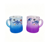Vente en gros de tasses en verre givré personnalisées avec logo, imprimé dauphin et tortue de mer, souvenir touristique de plage, mini-gobelet à shot