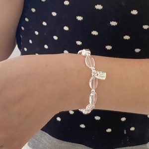 S925 Sterling Silver White Crystal <b>Bracelet</b> Elastic <b>Rope</b> Women's Jewelry Everyday Wear Natural Crystal Beads Fashionable Design - Product Image 2