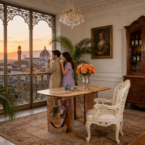 Mesa de Comedor de Lujo con Cubierta de Madera y Base de Resina de Vidrio Transparente, Muebles Modernos Minimalistas para Hogar y Restaurantes de Alta Gama - Product Image 5
