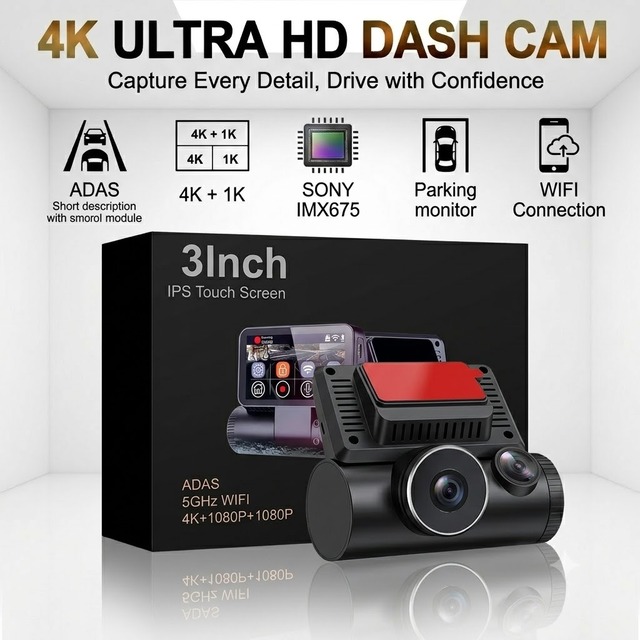3 Inch Touch Screen STARVIS2 3inch Car Camera With Gps 5GWifi Dash Camera ADAS Car Black Box Front and Rear Dashcam Voiture 4k