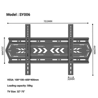Soporte de Pared para TV LED Plano SY006 para Oficina en Casa, Ajustable para Pantallas de 32-75 Pulgadas, Soporte Fijo para TV