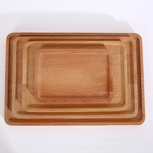 Beech Wood Serving Tray <b>Set</b> <b>Square</b> Rectangular Unpainted Solid Wood For Food Coffee Tea Photography Gift Use - Product Image 4