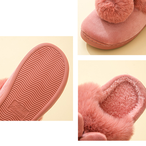 Chaussons en coton pour femmes et hommes avec <span class=keywords><strong>fourrure</strong></span>, semelle intérieure antidérapante en EVA et doublure en PVC – Prix de gros - Product Image 5