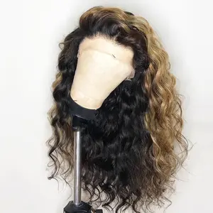 Cuticle Aligned Body Wave Highlight Color 100% Virgin Brazilian Human Hair Lace Front Wig