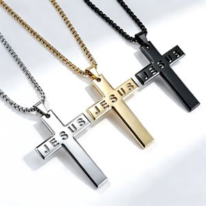 Collar con Cruz de Acero Inoxidable, Colgante de Jesús Unisex para Uso Diario, Chapado en Titanio y Oro de 18K, Joyería Resistente al Desgaste - Product Image 1