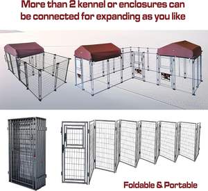 Große Hundehütte im Freien mit Dach abdeckung Einfach zu montierende Metall käfige für große Hunde - Product Image 5