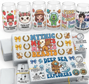 Etiquetas Adhesivas Personalizadas Ecológicas con Protección UV para Vasos y Botellas de 16 oz, Adhesivos de Transferencia de PET Premium Resistentes al Agua, Sin Calor - Product Image 5