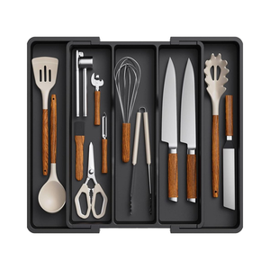 Adjustable Sierware Cutlery Organizer Expandable Kitchen Drawer Tray Cooking Utensils Plastic Spatula Tools Gadgets Storage