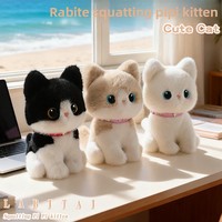Peluche chat Devon à trois fleurs, nouveau compagnon de table mignon pour chaton, en coton PP