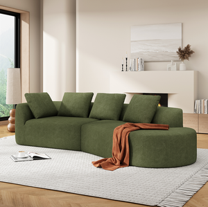 Modern Curved Sectional <b>Sofa</b> with High-Density Fully Compressed <b>Sponge</b> and Chaise Lounge - Product Image 3