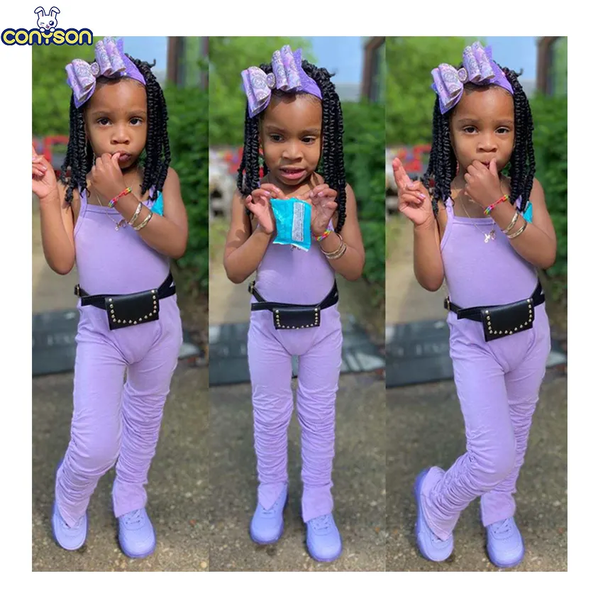 Conyson Boutique Colete infantil atacado doce de alta qualidade fofo macio para meninas leggings empilhados roupas infantis macacão